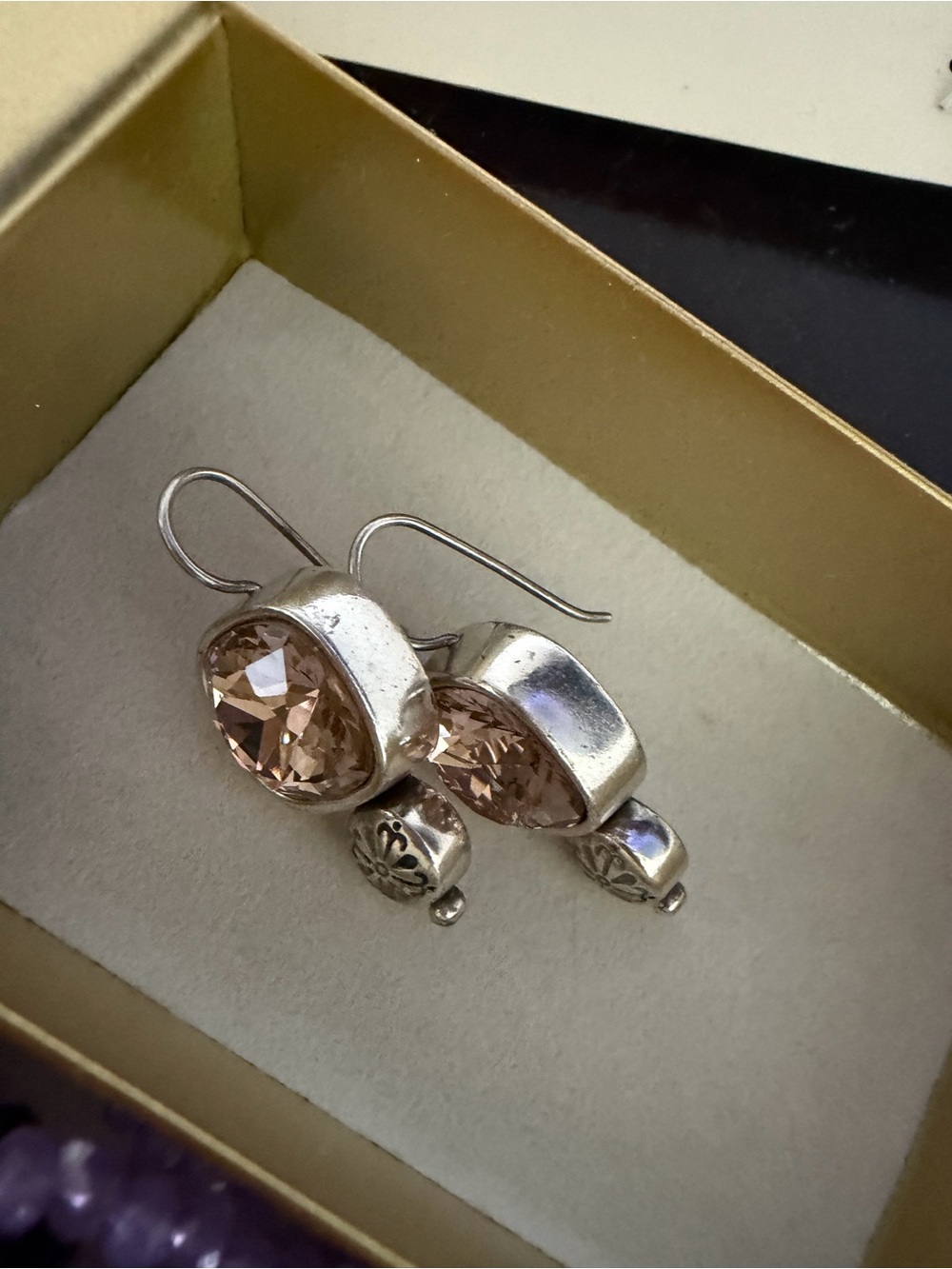 Brighton Silver Earrings with Champagne Stones